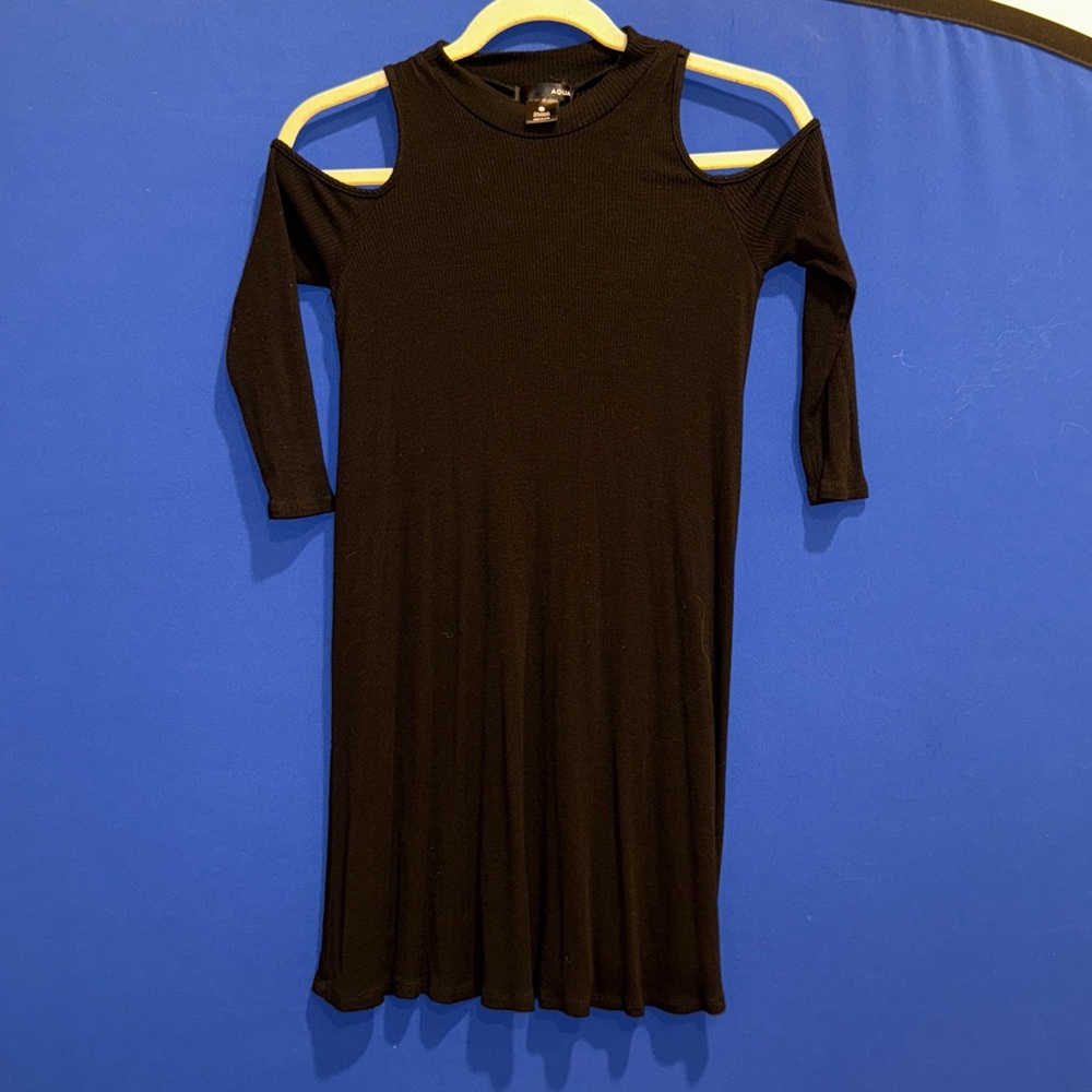 Aqua Charcoal Ribbed Knit Dress